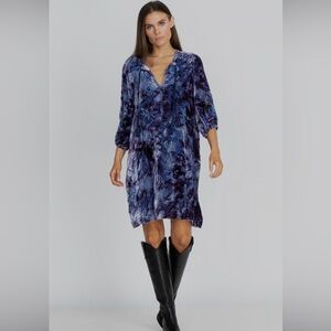 JOHNNY WAS AZURE VELVET RELAXED DRESS S